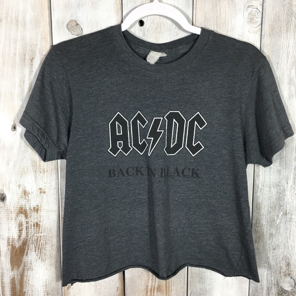 Tops - AC/DC Graphic Band Crop Top Shirt Size Medium